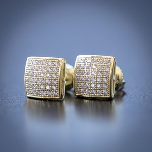 Hip Hop Gold Screw Back Earrings